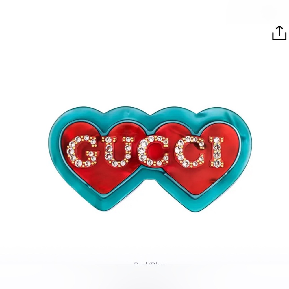 Gucci Blue and Red resin Heart Hair Accessory clip barrette - Picture 3 of 5